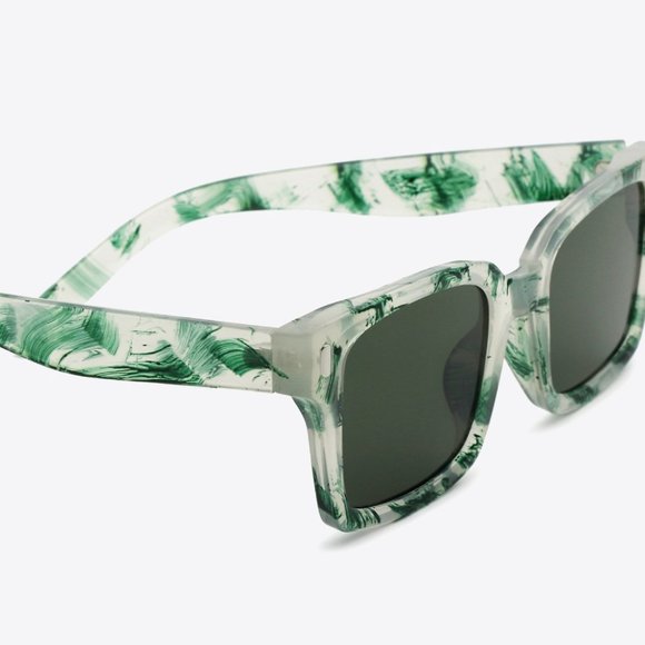 UV400 Polycarbonate Square Sunglasses in Green - Picture 3 of 5